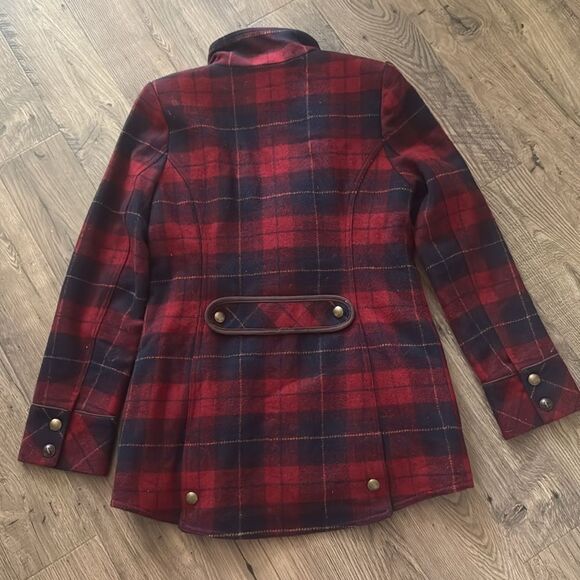 NWOT Joules Women's Red Plaid Fieldcoat Wool Blend Jacket Size 6 - Picture 6 of 6